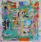 Anonieme Maker olieverf op doek "Abstracte Veelkleurige Comp, Ophalen