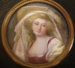 Portrait miniature ancien peint à la main d'une dame /19, Antiquités & Art, Envoi