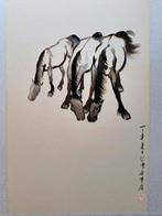 Xu Beihong - drie paarden - 1940, Antiek en Kunst, Ophalen of Verzenden
