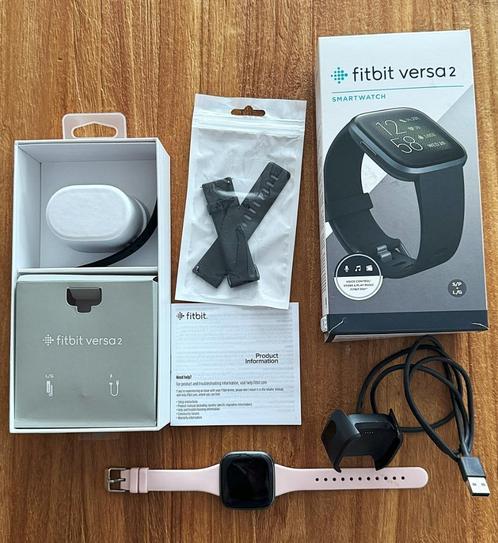 Fitbit Versa 2 - Smartwatch - Zwart, Handtassen en Accessoires, Smartwatches, Gebruikt, Zwart, GPS, Slaap, Ophalen