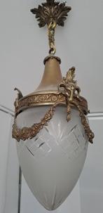 Mooie antieke bronzen luster hanglamp met dierenhoofden, Antiek en Kunst, Ophalen