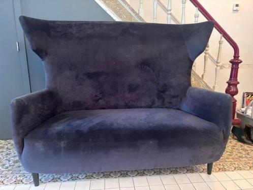 Leuke donkerblauwe zetel, Huis en Inrichting, Zetels | Zetels, Gebruikt, Rechte bank, Tweepersoons, Minder dan 150 cm, 100 tot 125 cm