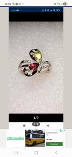 Bague en argent massif avec peridot et grenat, Enlèvement ou Envoi, Neuf, Argent