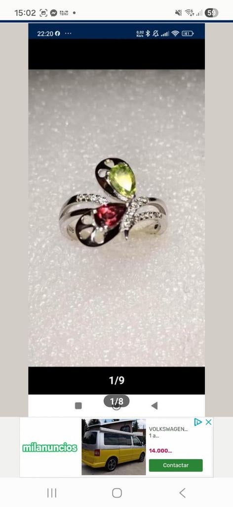 Bague en argent massif avec peridot et grenat, Bijoux, Sacs & Beauté, Bracelets à breloques, Neuf, Argent, Enlèvement ou Envoi