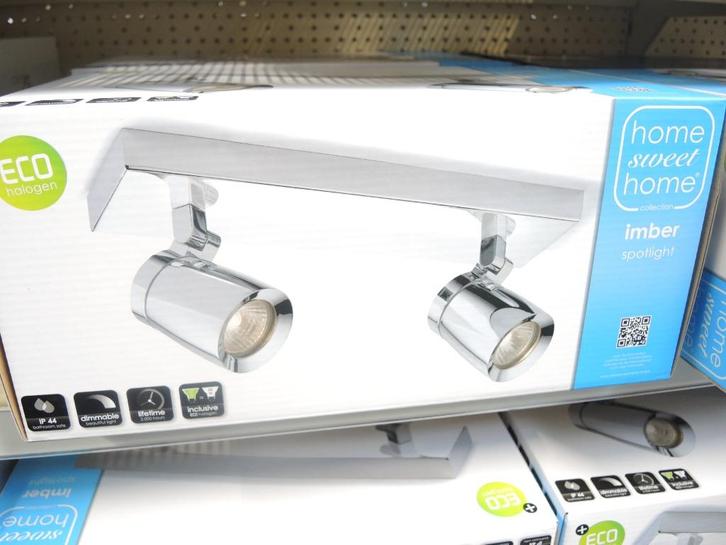 Opbouw dubbele spotlight nieuw!, Huis en Inrichting, Lampen | Spots, Nieuw, Plafondspot of Wandspot, Metaal of Aluminium, Halogeen