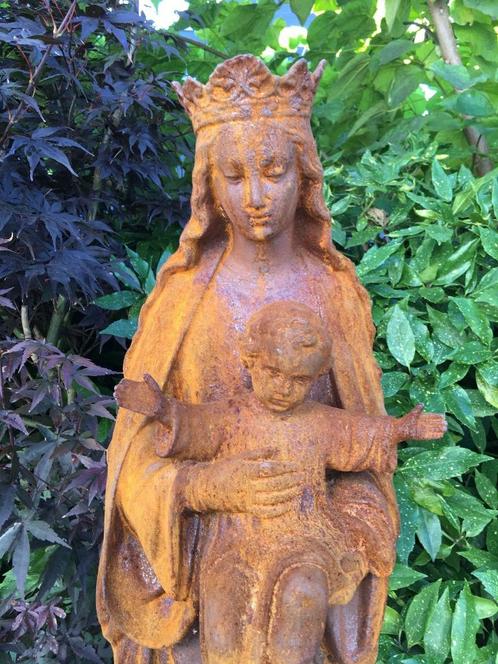 Maria met kindje jezus, gietijzer, prachtig beeld!!, Tuin en Terras, Tuinbeelden, Mensenbeeld, Metaal, Ophalen of Verzenden