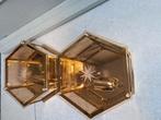 2 luminaires vintage couleur or, avec verre taillé, Antiquités & Art, Enlèvement ou Envoi