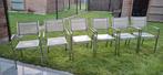 6 prachtige kwaliteit tuinstoelen inox 18/10 ,textileen, Tuin en Terras, Ophalen, Inox, 6 zitplaatsen, Zo goed als nieuw
