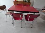 Rode formica set (verlengbare) tafel plus stoelen, retro, Maison & Meubles, Enlèvement, Utilisé