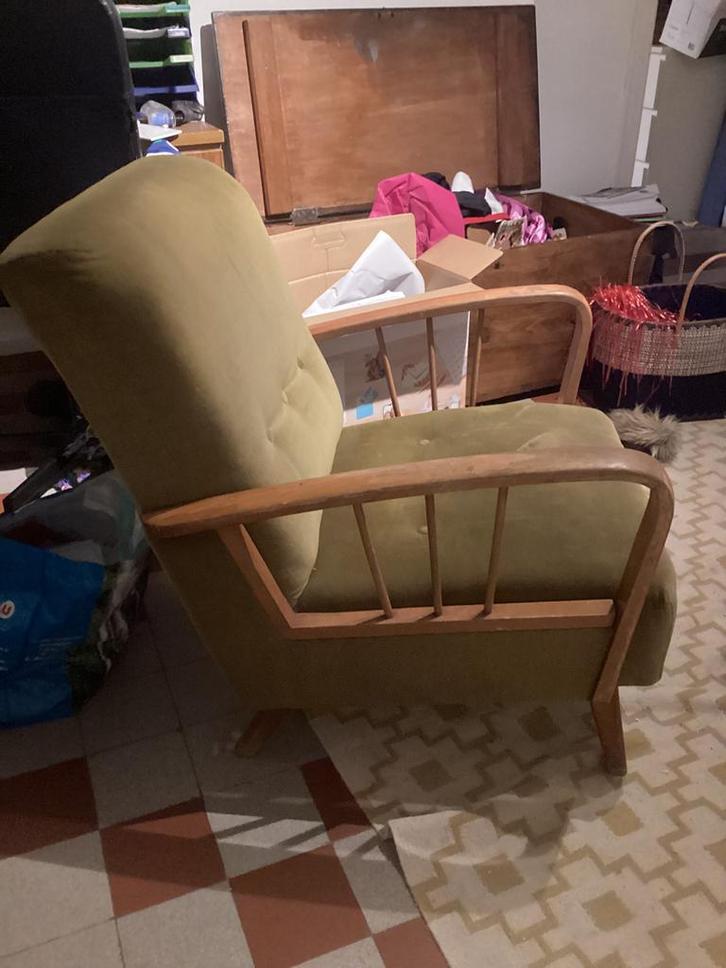 Fauteuil vintage, Huis en Inrichting, Fauteuils, Gebruikt, Hout, Ophalen