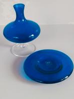 Prachtig kobaltblauw duo schaaltje en vaasje, Ophalen of Verzenden