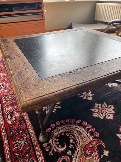 Grande table basse en bois massif avec pierre naturelle, Maison & Meubles, Tables | Tables de salon, Utilisé, Enlèvement