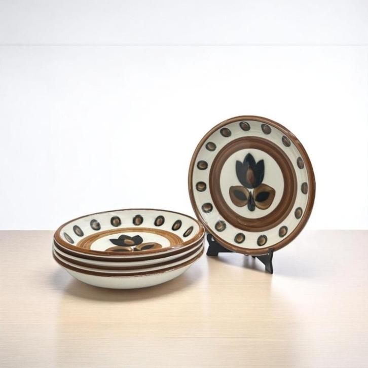 Set van 5 Boch Kimono soepborden - Aardewerk beschilderd met, Antiek en Kunst, Antiek | Servies los, Ophalen of Verzenden