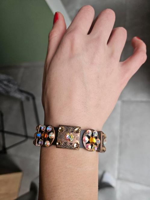 Bronskleurige armband met steentjes zelf te maken / diy, Handtassen en Accessoires, Armbanden, Nieuw, Staal, Bruin, Met bedels of kralen