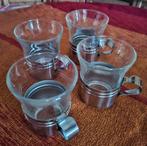 Vintage ‘Ménage Baesfis Nox’ theeglazen met metalen houders, Enlèvement ou Envoi
