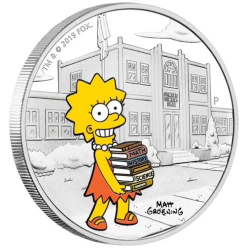 The Simpsons: Lisa Simpson - Zilveren munt 2019 PROOF + BOX, Postzegels en Munten, Munten | Oceanië, Losse munt, Zilver, Ophalen of Verzenden
