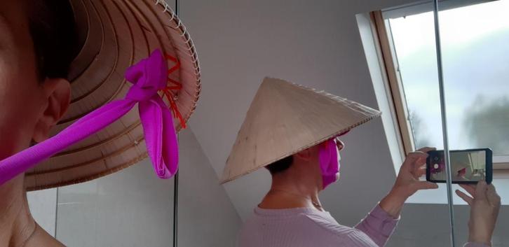 Traditionele hoed (Chinees) uit Vietnam, Kleding | Dames, Hoeden en Petten, Zo goed als nieuw, Hoed, Ophalen