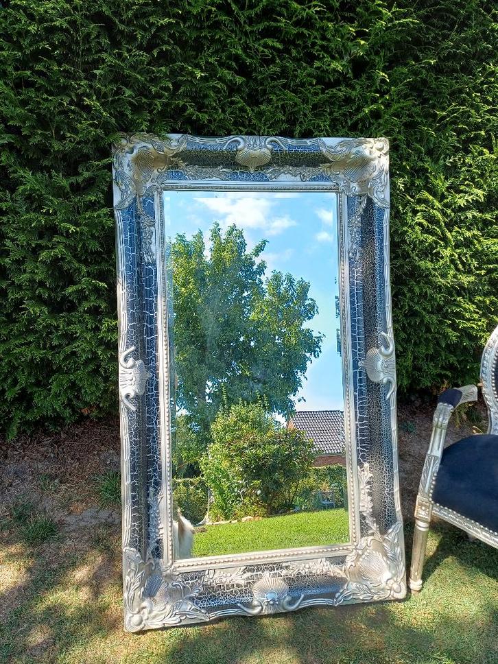 Rococo spiegel en stoel, Antiek en Kunst, Antiek | Spiegels, 50 tot 100 cm, 100 tot 150 cm, Rechthoekig, Ophalen