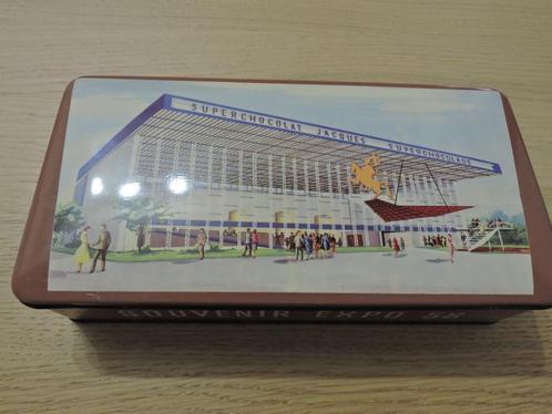 Oude blikken doos Jacques chocolade souvenir expo 58, Verzamelen, Blikken, Gebruikt, Overige, Overige merken, Ophalen of Verzenden