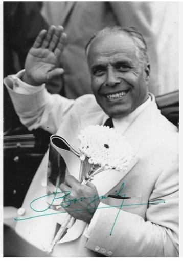 HANDTEKENING PRESIDENT HABIB BOURGUIBA TUNISIE ALHUBEID beschikbaar voor biedingen