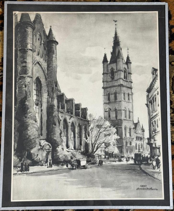 Lithographies -  Herman Verbaere, Antiquités & Art, Art | Lithographies & Sérigraphies, Enlèvement ou Envoi