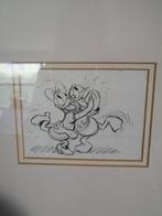Kunsttekening Donald en Daisy Duck met passe partout, Ophalen of Verzenden