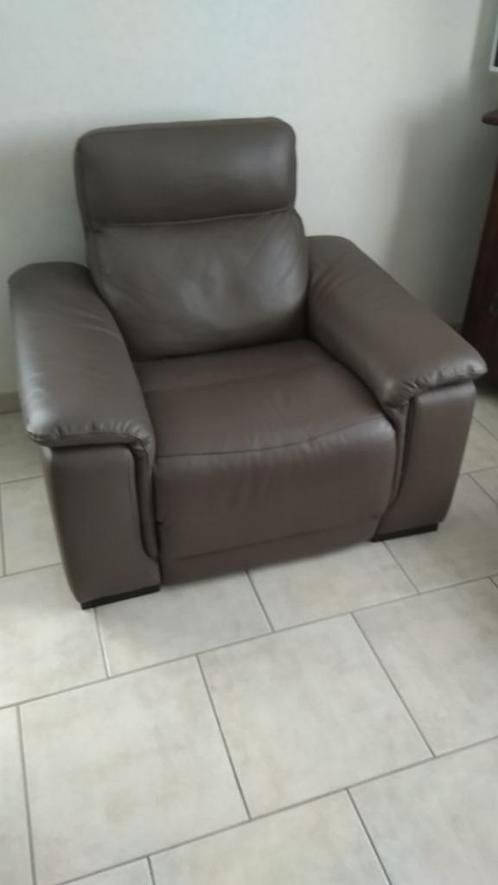 2 fauteuils et divan 3 p en cuir, Huis en Inrichting, Fauteuils, Zo goed als nieuw, Leer, 100 tot 125 cm, 75 tot 100 cm, Ophalen