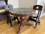 Ronde tafel - Empire 19e eeuwe stijl - Mahonie & marmer, Antiek en Kunst, Ophalen