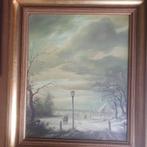 romantisch winters tafereel 1901 Dubois authen. + certificaa, Antiek en Kunst, Ophalen