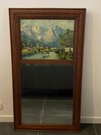 Vintage houten spiegel met gesneden lijst, Huis en Inrichting, Woonaccessoires | Spiegels, Ophalen, Gebruikt, 100 tot 150 cm, Rechthoekig