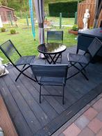 Metalen tuinset tafel en 4 stoelen, Tuin en Terras, Tuinset, Zo goed als nieuw, Ophalen