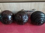 3 boules en bois déco vintage, Enlèvement ou Envoi