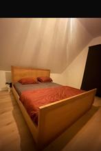 Eiken bed te koop 1m60 op 2m, Huis en Inrichting, Slaapkamer | Bedden, Gebruikt, Bruin, Tweepersoons, Ophalen of Verzenden