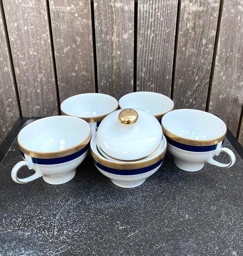 4 prachtige theekopjes met bijhorende suikerpot, Antiek en Kunst, Antiek | Servies compleet, Ophalen of Verzenden