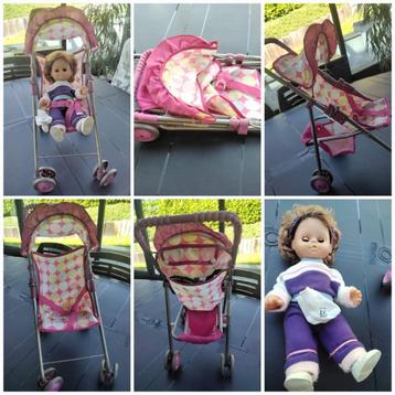 Opvouwbare kinderwagen voor poppen + dekens+kussen beschikbaar voor biedingen