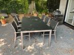 Gloster, tuintafel met glazen blad en 6 stoelen, Ophalen, Zo goed als nieuw, Rechthoekig, Aluminium