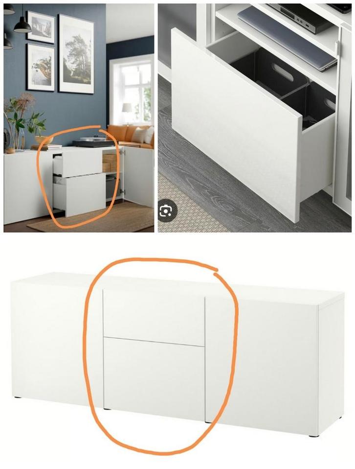 6 x IKEA besta schuiven/tirroirs in hoogglans wit, Antiek en Kunst, Antiek | Meubels | Kasten, Ophalen