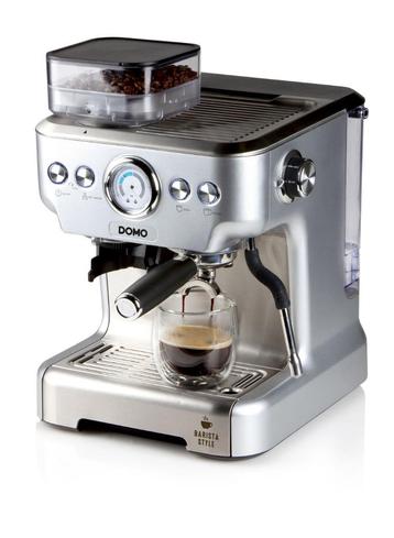 DOMO Semi-professionele espressomachine met grinder, Machine à espresso, Tuyau à Vapeur, Café en grains, Enlèvement