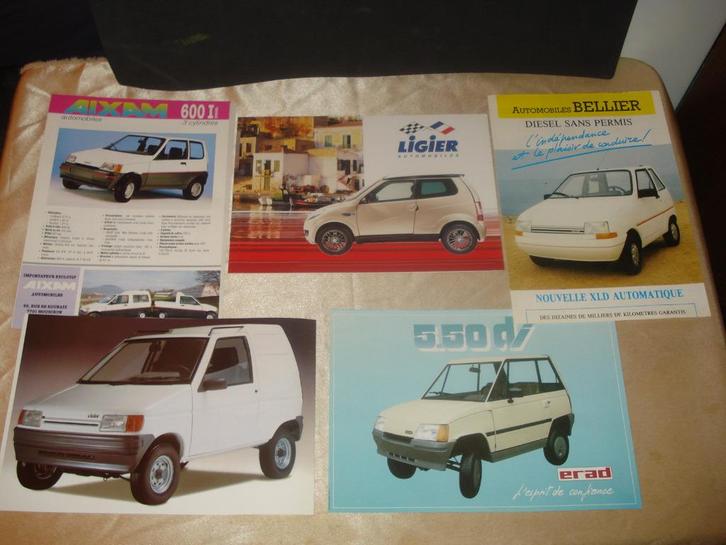 Lot de 5 Brochures Dépliants Ligier, Aixam, Erad, Bellier, Boeken, Auto's | Folders en Tijdschriften, Nieuw, Overige merken, Ophalen of Verzenden
