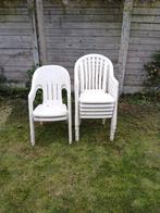 Tuinstoelen wit pvc, Ophalen, Gebruikt, Plastic, Stapelbaar