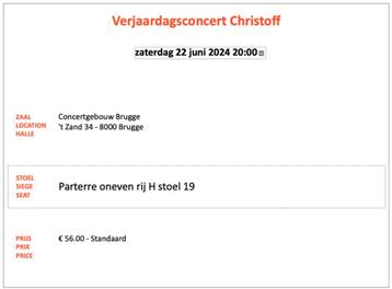 Verjaardagsconcert Christof 22 juni Brugge