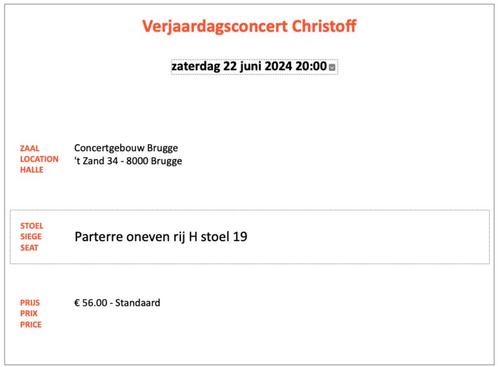 Verjaardagsconcert Christof 22 juni Brugge, Tickets & Billets, Concerts | Chanson française, Deux personnes, Juin, Chanson réaliste