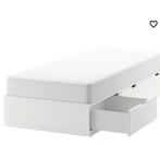 1 persoonsbed met lades, Huis en Inrichting, Slaapkamer | Bedden, Ophalen, 90 cm, Eenpersoons, Wit