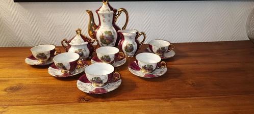 mokkaservies rood met wit, Antiek en Kunst, Antiek | Servies compleet, Ophalen