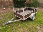 Enkelas aanhangwagen gegalvaniseerd L2m B1,32m 750kg met id, Ophalen, Gebruikt