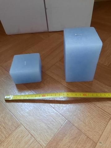 2 blok kaarsen in blauw hoogte 12 cm en 5/6cm hoog nieuw  beschikbaar voor biedingen