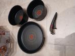 1 poele + 2 casseroles Tefal (Induction) + 1 poignée, Maison & Meubles, Enlèvement ou Envoi, Utilisé