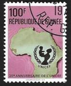 4 Postzegels Guinee 25 ste verjaardag Unicef, Postzegels en Munten, Postzegels | Afrika, Ophalen of Verzenden, Guinee, Gestempeld