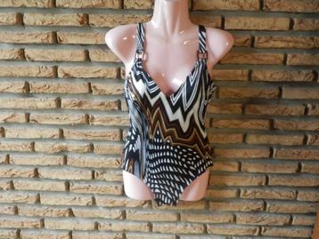 (60)- maillot femme t.38 noir -brun - sunflair - beschikbaar voor biedingen