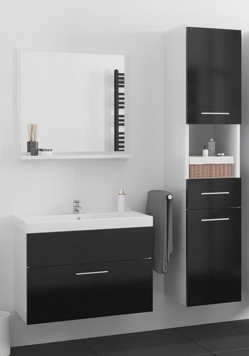 ACTIE Compleet badkamermeubel Tipo Mat wit / Hoogglans zwart, Huis en Inrichting, Badkamer | Badkamermeubels, Nieuw, 150 tot 200 cm